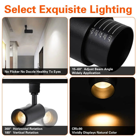 Zoomable 12W LED Track Light Heads H Type Dimmable Halo Track Lighting For Accent Artwork Retail Kitchen 110V 4000K