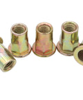 Top Shelf Carbon Steel Rivet Nuts M6 Thread Inserts Half Hex Nutsert Assortment Kit 60 Pieces Zinc Plated Yellow heavy duty hex nuts.