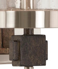 Close-up of Bridlewood Vanity Bath Light 1 Light Fixture showing stone grey and brushed nickel finish with clear seeded glass.