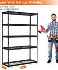 Legit Tough Steel Shelving Rack Five Tier Industrial Garage Storage Unit For Tools And Seasonal Gear 48 By 24 By 72 Inches with tools