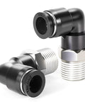 Push To Connect Male Elbow Pneumatic Fittings 3/8 Inch Tube OD To 1/4 Inch NPT Thread, 90 Degree Copper And Plastic Connector, Pack Of 10