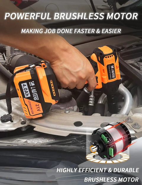 Using Beast Of A Cordless Impact Wrench With 450NM Torque And Brushless Motor for car engine maintenance