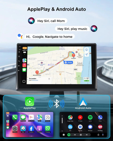 Wired RV Camera System With 5 1080P Waterproof Backup Cameras 360 Degree View On Screen DVR Bluetooth CarPlay Android Auto with map display
