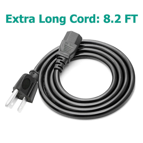 3 Prong AC Power Cord For Studio Monitors And Subwoofers 8.2ft Replacement Cable 125V 10A Heavy Duty shown coiled with prongs visible