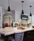 Three Pack Black Pendant Lights For Kitchen Island And Bar Counter, Modern Industrial Cone Shade Chandeliers, Matte Black Finish