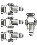 Premium 10 Pcs Stainless Steel Spring Loaded Toggle Latches Heavy Duty Draw Clamps showing four latches with springs.
