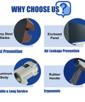 Features of Heavy Duty Air Wire Cutter Knocks Out Up To Six Millimeter Steel Cable including alloy steel blades and ergonomic rubber handle.