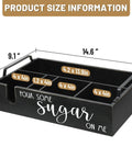 Farmhouse Coffee Bar Organizer For Countertop With Cup Holder And Pod Storage Basket Black Finish Five Compartment Coffee Station dimensions