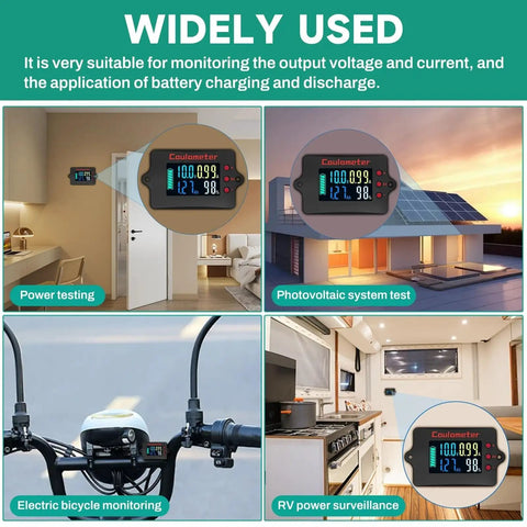 Hella Precise Pure Copper Shunt Battery Monitor tracks 0 to 100 amps in home, solar, RV, and electric bicycle settings.