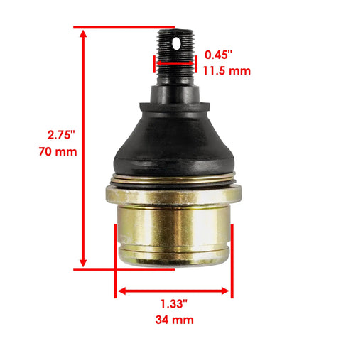 Honda Pioneer Front Ball Joint Kit Front Upper And Lower Joints For 500 520 And 700 Series UTVs Includes 2 Upper And 2 Lower Fits SXS500M2 SXS520M2 SXS700M2 2015 2025 Built To Handle Rough Trails. Front ball joint, 2.75 in tall, 34 mm base, 11.5 mm thread