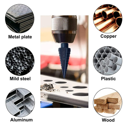Large 2 Inch Pro Step Drill Bit With 16 Holes Tri Flat Shank High Speed Steel drilling metal with material examples