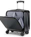 Compact 16 Inch Carry On Luggage With Front Laptop Pocket And TSA Lock With Wheels Airline Approved Hard Shell Suitcase
