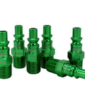 Close-up of ColorFit A Style 14 Piece Coupler And Plug Kit 1 Quarter NPT Green All In One Durable Steel With Scratch Resistant Coating