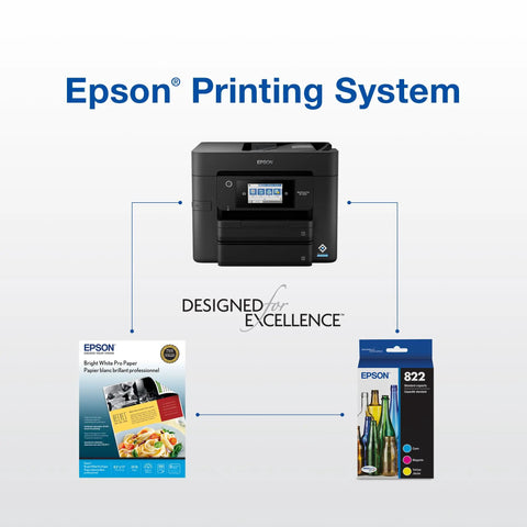 Epson Workforce Pro printer, paper, and Durabrite Ultra Ink High-Capacity Black And Color Cartridge Combo Pack For Workforce Pro
