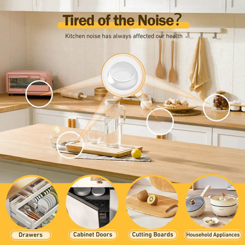 Clear Silicone Cabinet Door Bumpers Set Of 160 Round Half Inch Diameter Super Sticky Self Adhesive Cushions displayed in kitchen