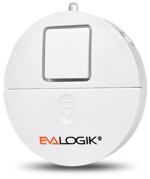 Front view of Ultra Thin Window Alarm Pack Of 4 With 120dB Siren And Vibration Sensor, round design, adhesive mount.