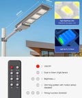 500W Solar Street Lights Outdoor 20000 Lumens LED Solar Parking Lot Lights Dusk To Dawn Sensor With Remote Control 6000K on pole