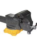 Beefy 6 Inch Bench Vise 38-616 for Mechanics heavy duty steel frame with smooth jaw operation on swivel base.