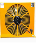 Plate Fin Heat Exchanger Fan For Hydraulic Press Machine 150 L Per Minute Air Cooled Oil Radiator Cooler Rapid Temperature Drop Yellow 24 Volt