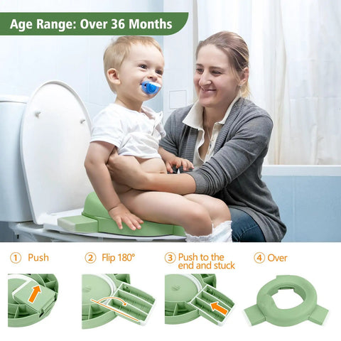 Effortless Foldable Toddler Potty Training Seat With Plush Comfort Pad And Nifty Carry Bag Super Grab And Go Portable Bathroom Chair For Indoor Outdoor Family Use Green