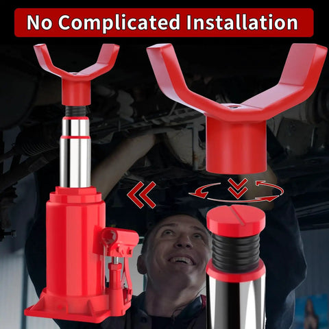 Universal Bottle Jack Adapter For Safe Lifts Built Tough Steel Connector Fits 1.61 Inch Or Smaller Jacks Works With 4.5 Inch Round Axles And 3.5 Inch Square Axles Stable Inclined Angle Design For Easy No Fuss Secure Jacking