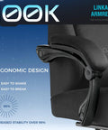 Close-up of armrest on Big And Tall Fabric Gaming Chair With Pocket Spring Cushion For All Day Comfort High Back Ergonomic Computer Chair