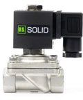 Front view of 1/2 Inch Stainless Steel Solenoid Valve, 110V AC Normally Closed Electric Valve with Viton Seal and Junction Box.