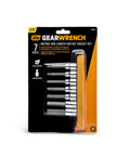 Seven Piece Three Eighths Inch Drive Mid Length Hex Bit Socket Set Metric With S2 Steel Insert Bits And Heat Treated Socket Bases