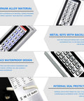 Standalone Door Access Control System with backlit keypad, showing aluminum alloy material and weatherproof design features.