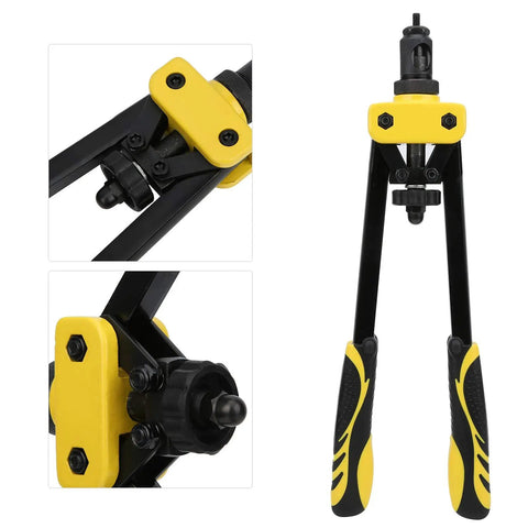Hand Riveter Tool Kit With M3 And M10 Wrenches For Effort Saving Riveting And Quick Rivet Nut Installation In DIY Projects And Repairs No Sweat Pain Free Repeated Fastening black yellow metal rivet nut tool