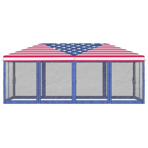 10 By 20 Pop Up Canopy Tent With Netting Heavy Duty Party Shelter For Backyard Patio And Garden Instant Sun Shade With Carry Bag American Flag Design