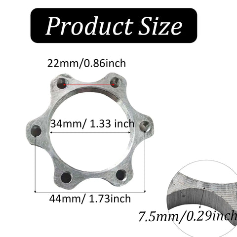 44mm Bicycle Hub Disc Brake Adapter Freewheel Threaded Mount To 6 Bolt Rotor Converter showing size dimensions and material