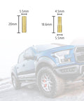 A truck with antenna adapter size comparison, featured in 13 Piece Truck Antenna Adapter Kit With 11 Screws And 2 Rubber Washers For Toyota Jeep Wrangler Denali Ford GMC.