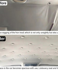 Before and after repair using 50 Set Car Roof Headliner Repair Kit With 202 Pcs Auto Roof Snap Rivets Retainers And Installation Tool.