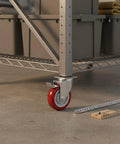 Red Polyurethane Plate Caster Wheel With Brake on industrial cart, Heavy Duty Swivel Replacement, solid metal housing, floor safe