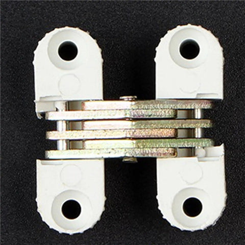 6-Piece Hidden Folding Door Barrel Cross Hinge, white plastic, for tables and furniture repair, durable, high load.
