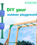 Heavy Duty 15 Piece Metal Monkey Bars Ladder Rungs Kit installation on wooden playground