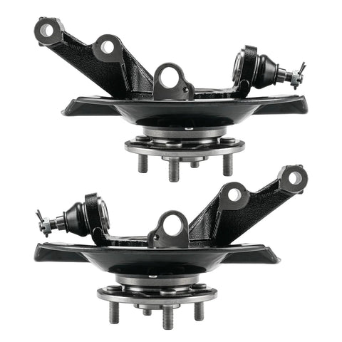 Direct Fit Front Steering Knuckle And Wheel Bearing Hub Assembly Replacement For Honda Civic 2001-2002 2 Pack Front Passenger And Driver Side Replaces 698478 698479, showing side view of two black assemblies.