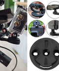 Rock Solid Bike Computer Bracket Mount Kit With Fixed Base For 32x29x2mm, black finish, shown in various mounting angles.