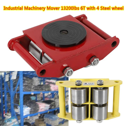 Built Different Heavy Duty Machinery Mover 13200 Lb Capacity Dolly Skateboard With 6 Ton Steel Wheels 360 Swivel Spin For No Sweat Heavy Load Moving In Vibrant Red Color on display.