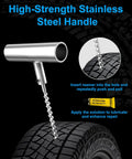 Heavy Duty Tire Repair Kit With Plugs T Handle Probe Insert Tool Glue And Case For Car Truck Motorcycle Atv On The Fly Flat Fixes That Are Dang Sure Working Slick Road Rescue Kit showcasing stainless steel handle for puncture repair.