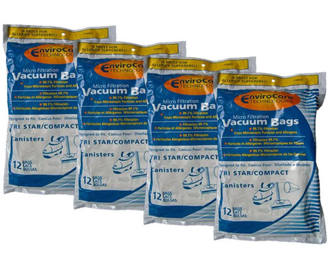 Replacement Micro Filtration Vacuum Bags 48 Pack Fits TriStar Compact Miracle Mate Airstorm Patriot MG1 MG2 TriStar EXL Vacuums