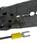 Close-up of 7 In 1 Wire Stripper And Cable Cutting Tool For Stranded Solid NM And UF Wire Pro Grade Electrician Hand Tool