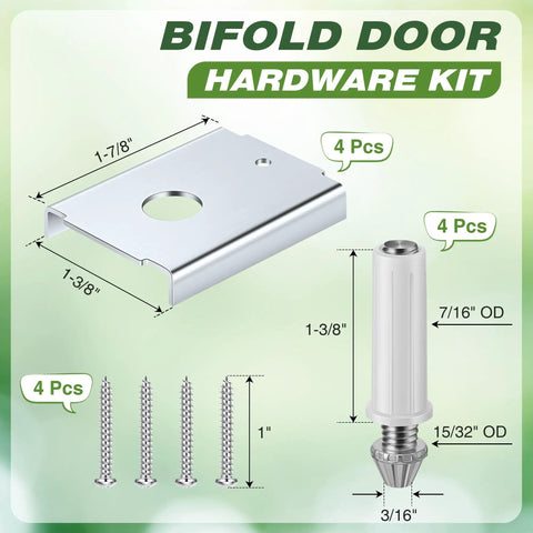 4 Pack Bifold Door Hardware Repair Kit For One And Seven Eighths Inch Wood Doors and Seven Sixteenths Inch Pivot Holes image