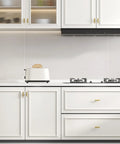 White kitchen with 10 Pack Gold Cabinet Knobs Brushed Brass Drawer Knobs For Kitchen Cabinets closet doors, two-inch handles