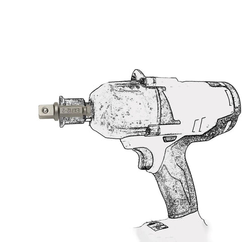 7/16 Hex To 1/2 Square Socket Adapter Drive Converter With Spring Ball Retainer attached to impact wrench