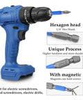 Cordless drill with PH2 bits from 10 Piece Magnetic Phillips Screwdriver Bits Set, 6 Inch Long, Anti Slip PH2 Bits