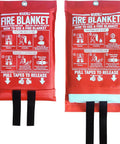 Two Pack Heavy Duty Fire Blanket for Home and Kitchen 40x40 Inch, emergency safety gear with release handles, flexible fiberglass