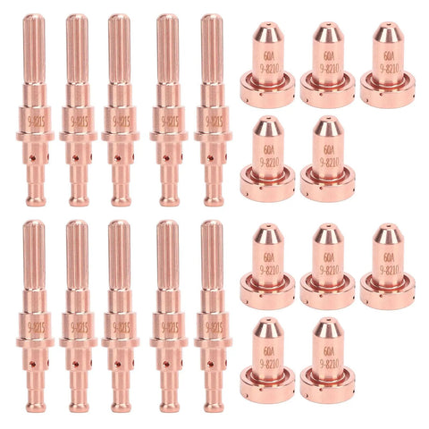 Top Quality Brass Plasma Cutting Torch Consumables Electrode And Nozzle Tips For SL60 SL100 Kit with 10 electrodes and 10 nozzles.