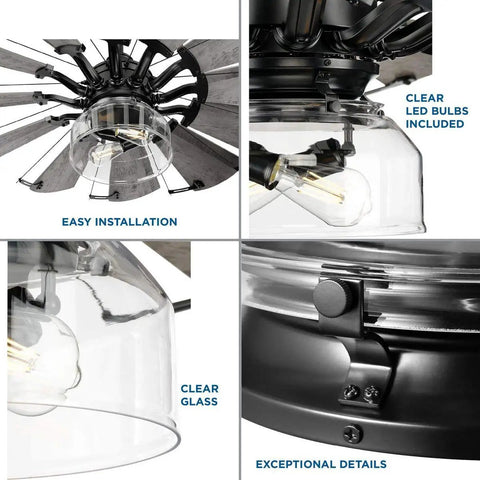 Matte Black Light Kit With Clear Glass Shade For Farmhouse Rustic Coastal Style In Great Rooms And Bedrooms with clear LED bulbs